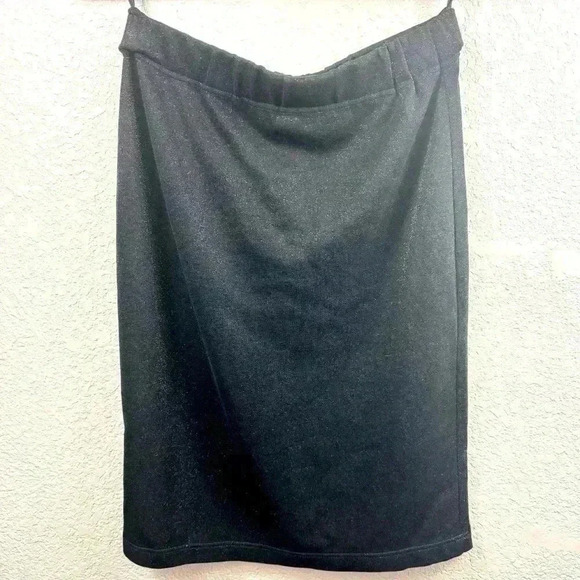 Vintage Betty Barclay Black Shimmer Clingy Midi Knee Length Skirt - Size 36 - Picture 1 of 6